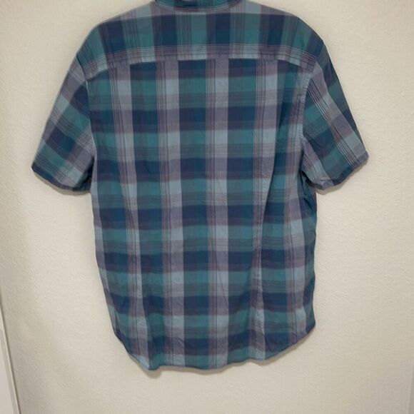 John Varvatos USA Mens Blue Plaided Short Sleeve Collared Button-Up Shirt XL - Picture 5 of 7